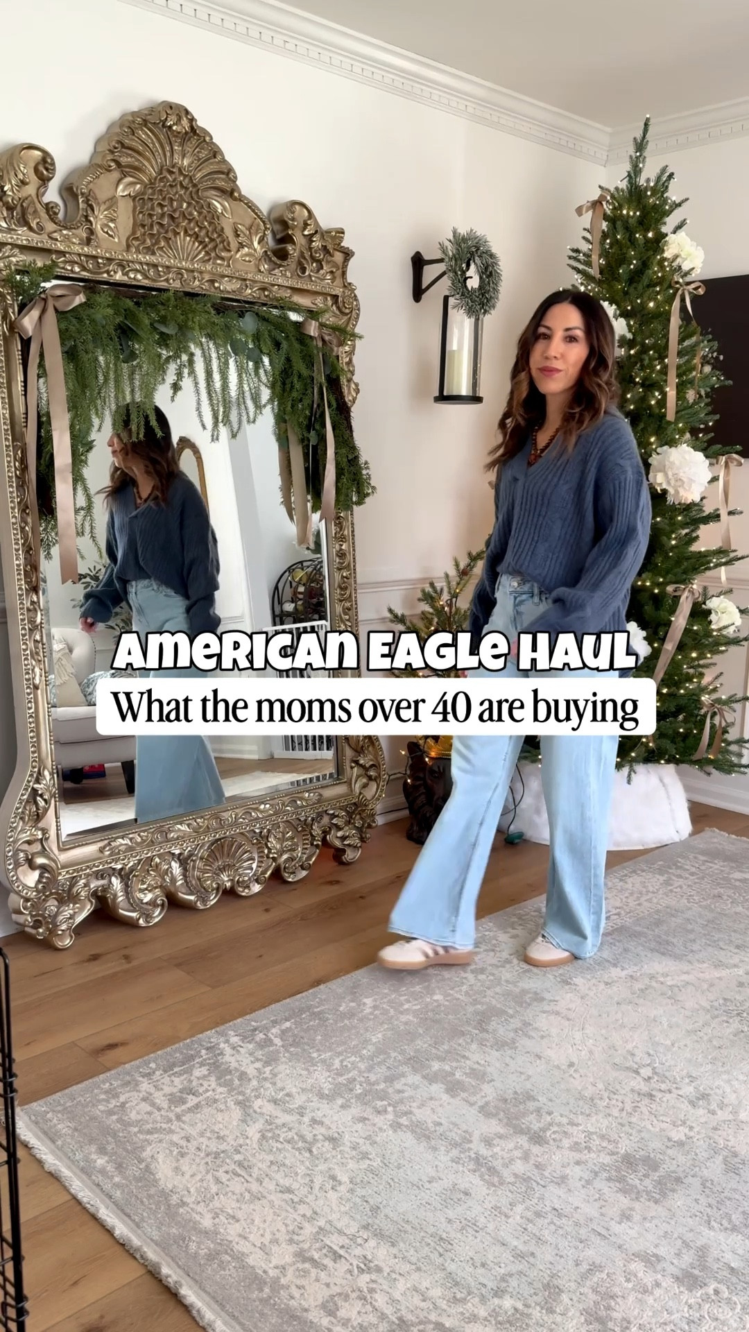 The sales have been so good @americaneagle I couldn’t help but order a few more things. These winter outfits didn’t fail. Sweaters, cozy Sherpas and a new pair of baggy jeans that are phenomenal. And every piece is on sale! 

Bracelets code HOUSEOFLEO20. 
Baggy jeans  0 short. Straight leg jeans 0 X-short. Tops small. Adidas neakers size down. Other shoes, TTS. American Eagle.

#LTKSaleAlert #LTKOver40 #LTKFindsUnder50