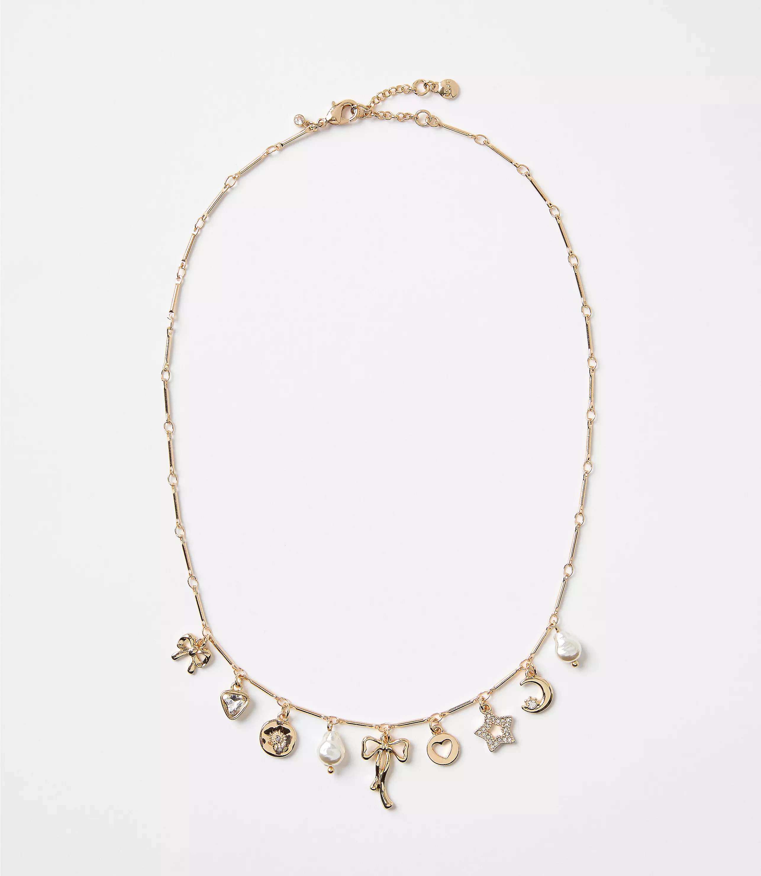 Mother Of Pearl Bow Charm Necklace | LOFT