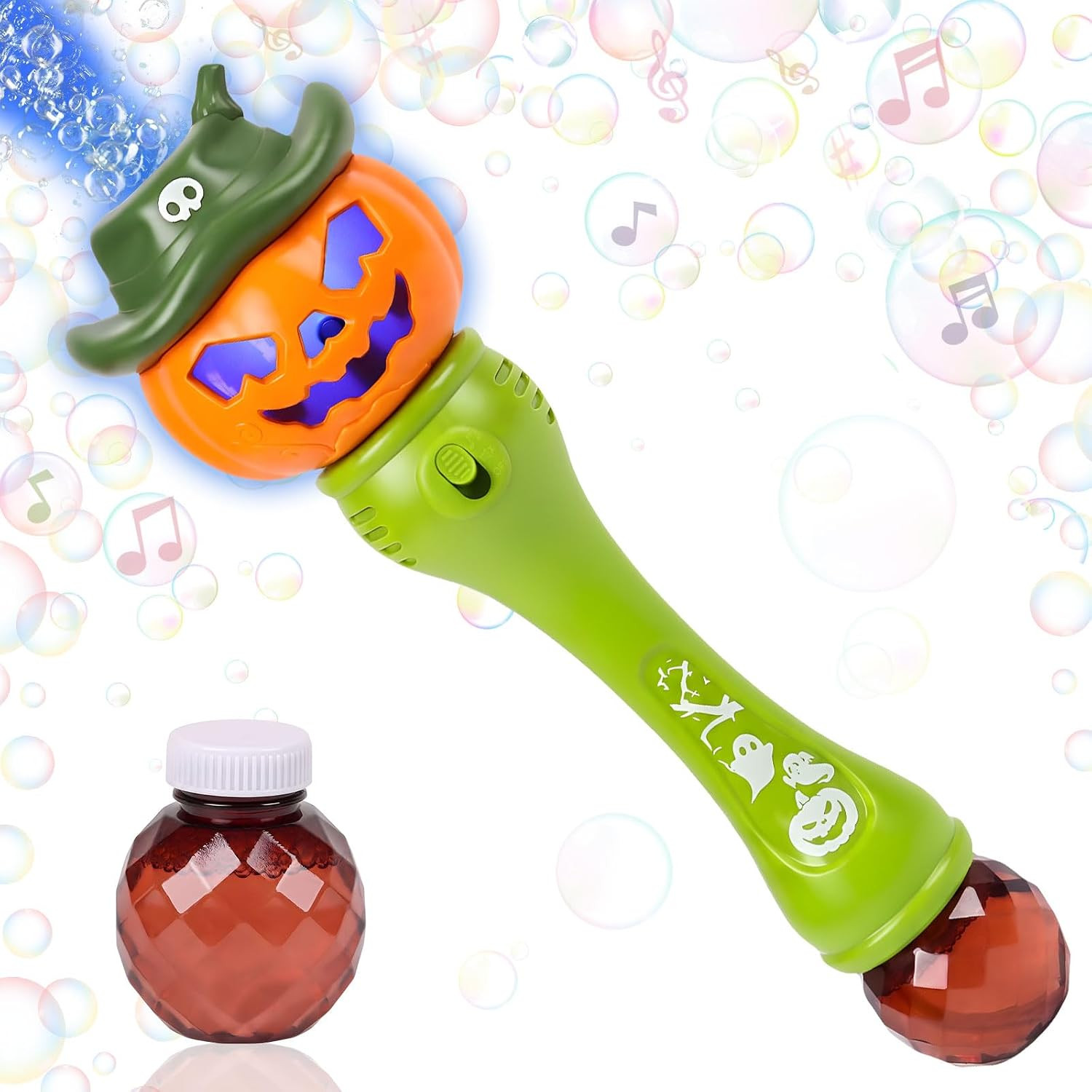 CCINEE Halloween Bubble Wand, 13 Inch Light Up Pumpkin Bubble Wand with Music Halloween Toys for Kids Toddlers Gifts Boo Basket Stuffers Trick or Treat Party Favor | Amazon (US)