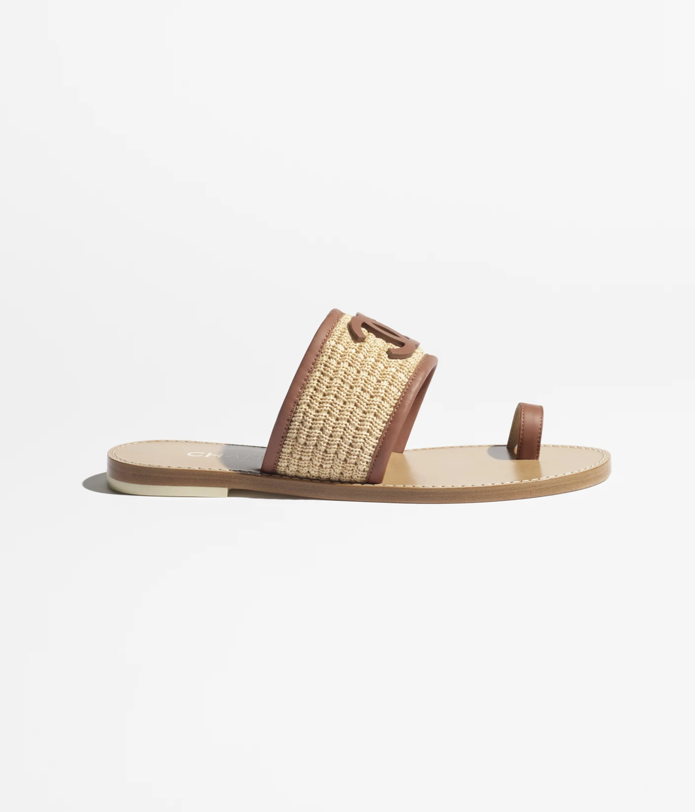 Mules - Raffia & lambskin, beige & brown — Fashion | CHANEL | Chanel, Inc. (US)