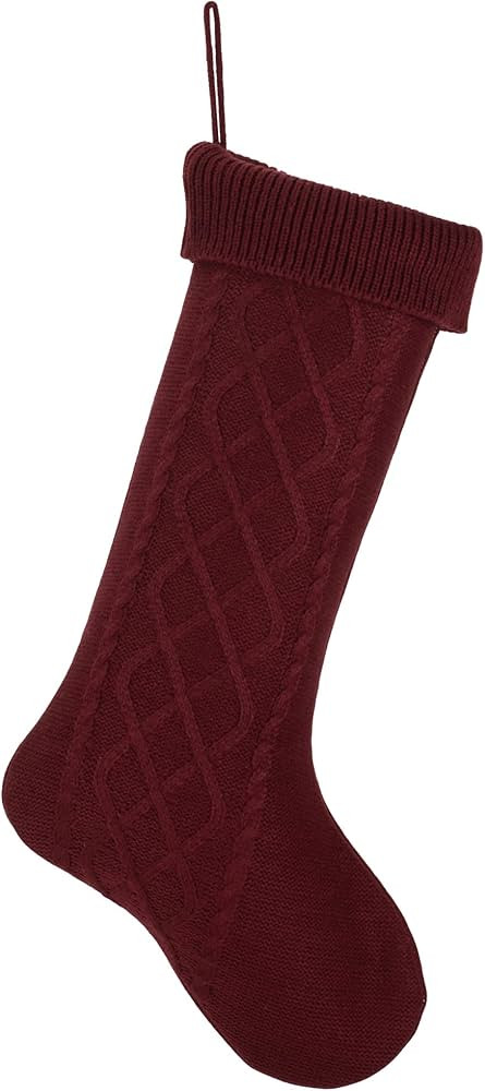 Elanze Designs Burgundy 18.5 inch Cable Knit Christmas Stocking with Ribbed Cuff | Amazon (US)