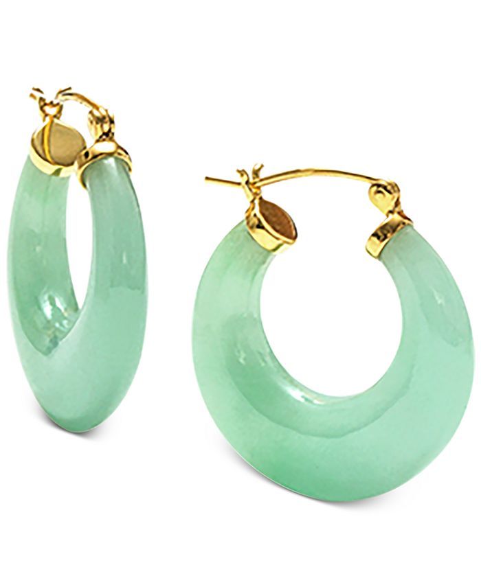 Macy's Dyed Jade (25mm) Small Hoop Earrings in 14k Gold-Plated Sterling Silver, 1 | Macys (US)