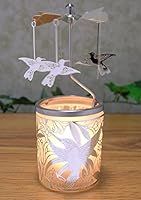 BANBERRY DESIGNS Frosted Glass Candle Holder With Spinning Humming Birds Silver Metal Scandinavian S | Amazon (US)
