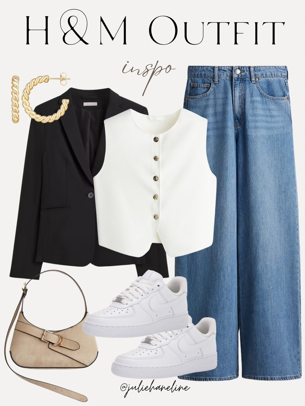 Elevated chic style outfit ✨

H&M // fashion // women’s fashion // chic // elevated style // casual chic // blazer outfit // black blazer outfit // blazer and jeans outfit // cute jeans outfit // wide leg jeans // cropped vest // vest with buttons 

#LTKStyleTip #LTKOver40 #LTKFindsUnder100