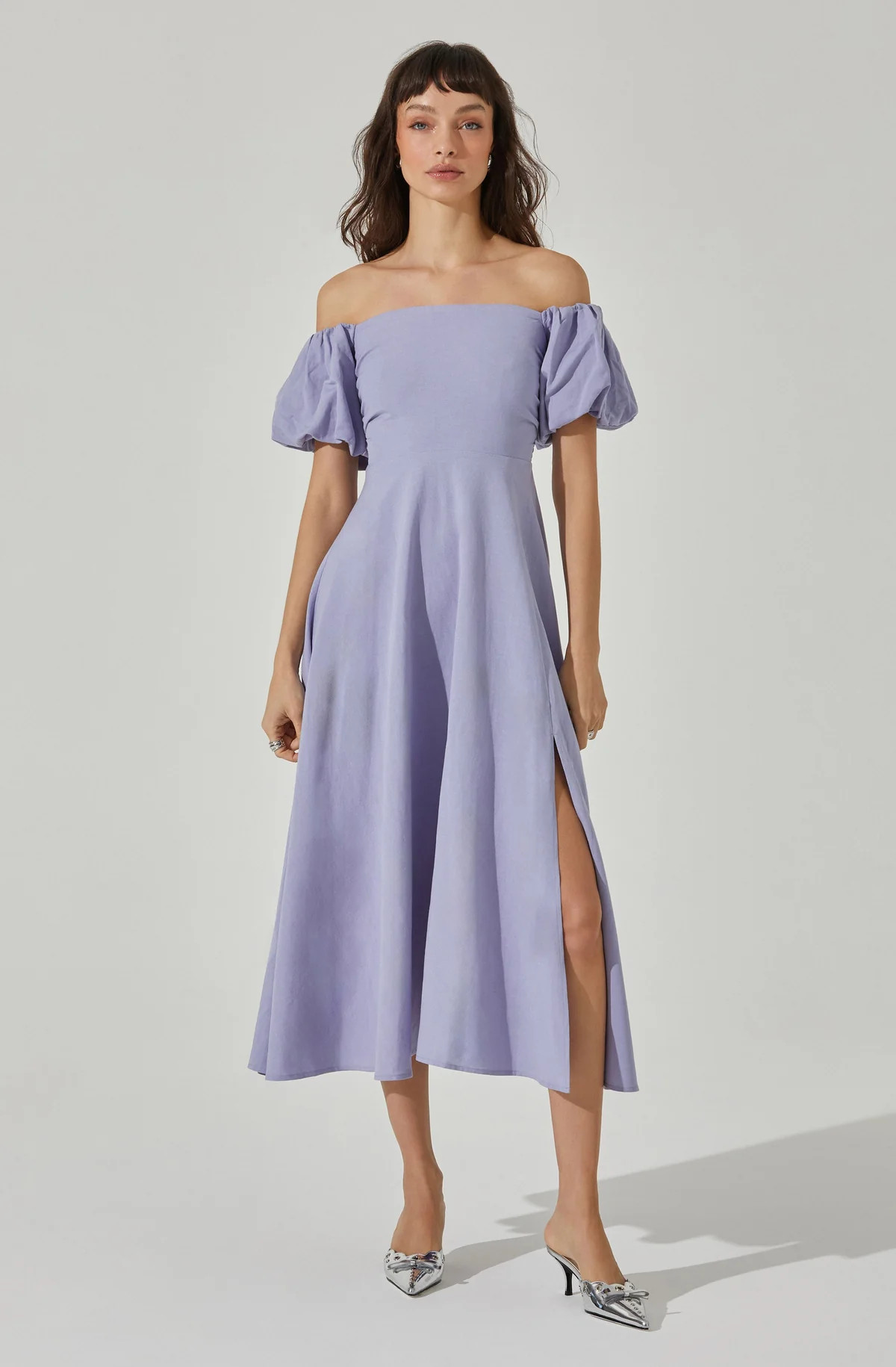 Off Shoulder Puff Sleeve Midi Dress | ASTR The Label (US)
