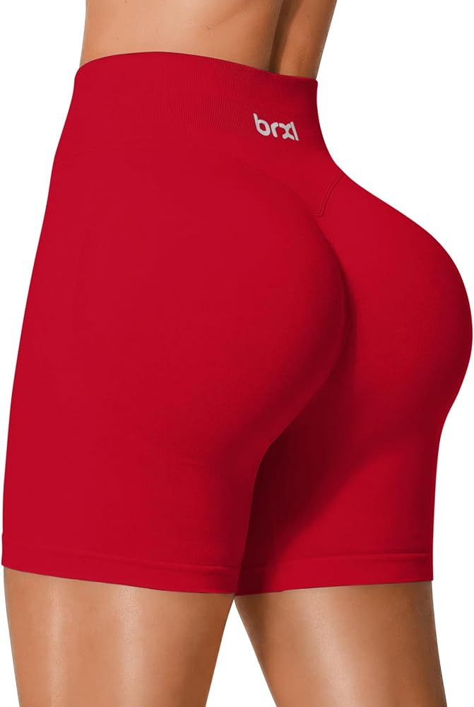 BRXL 5.5" Workout Biker Shorts for Women Hidden Scrunch Butt Lifting Seamless High Waisted Gym Ru... | Amazon (US)