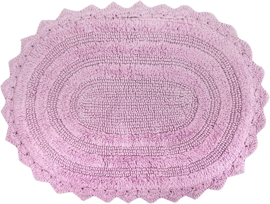 DII Crochet Collection Reversible Bath Mat, Large Oval, 21x34, Mauve | Amazon (US)