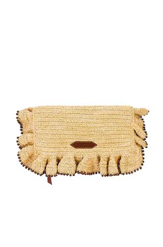 Poolside The Sogno Ruffle Clutch in Beige from Revolve.com | Revolve Clothing (Global)