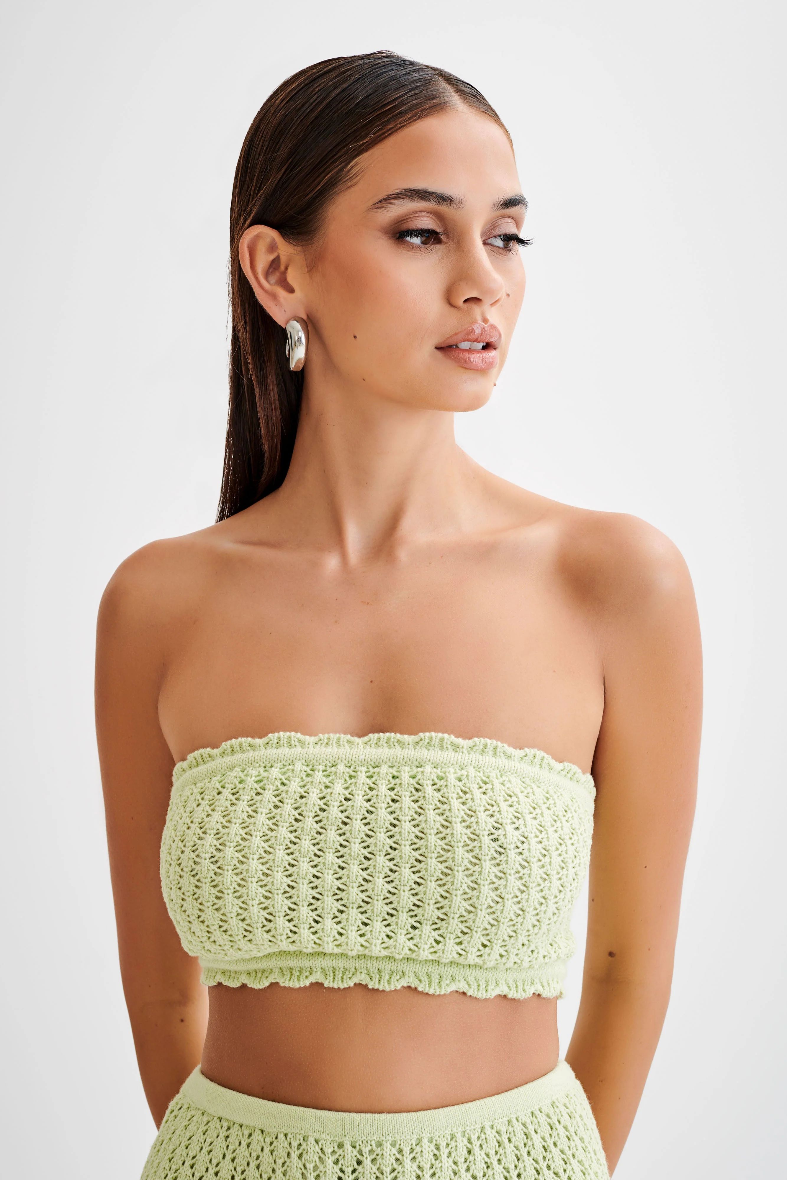 Serina Knit Crop Top - Seafoam Green | MESHKI US