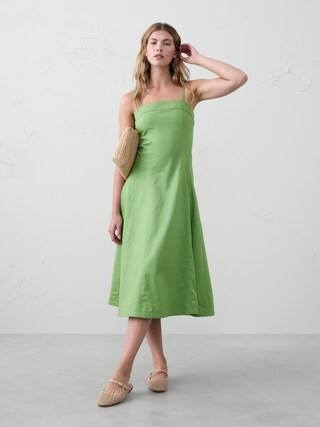 Linen-Blend Seamed Midi Dress | Banana Republic Factory | Banana Republic Factory