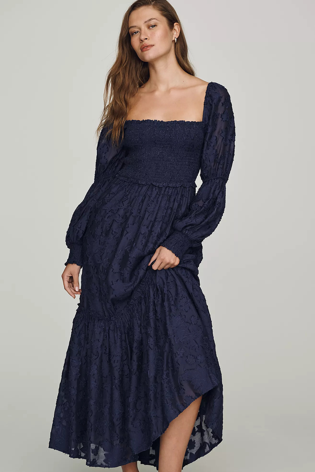 By Anthropologie Tiered Puff Sleeve Midi Dress | Anthropologie (US)