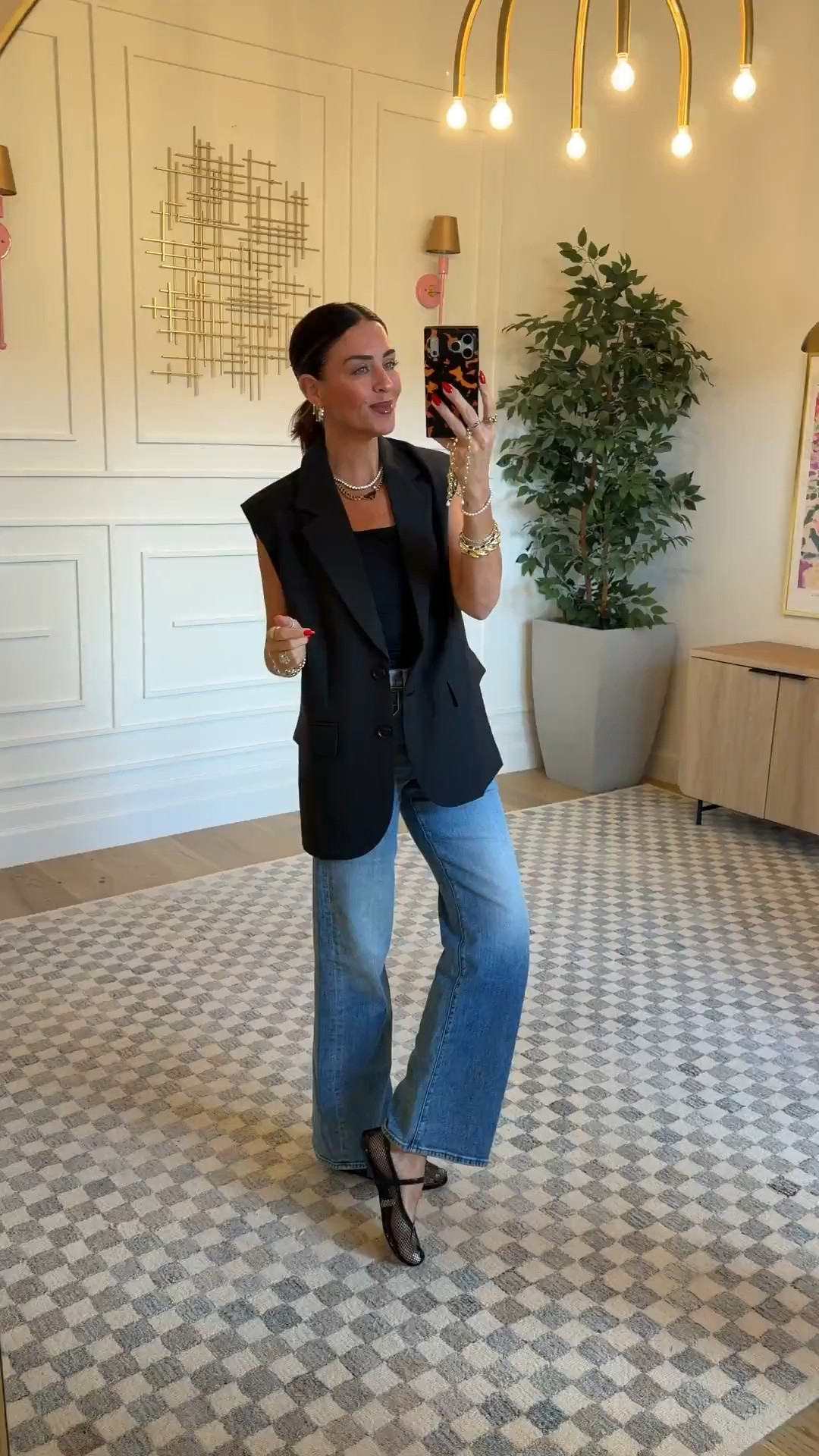 Elevated casual look 
Black blazer vest size medium 
Tank tank size small 
Jeans  size 26

#LTKootd #LTKmomlife #LTKWorkwear