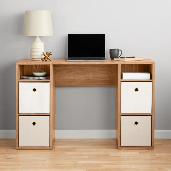 Mainstays 4-Cube Storage Desk, Warm Walnut | Walmart (US)