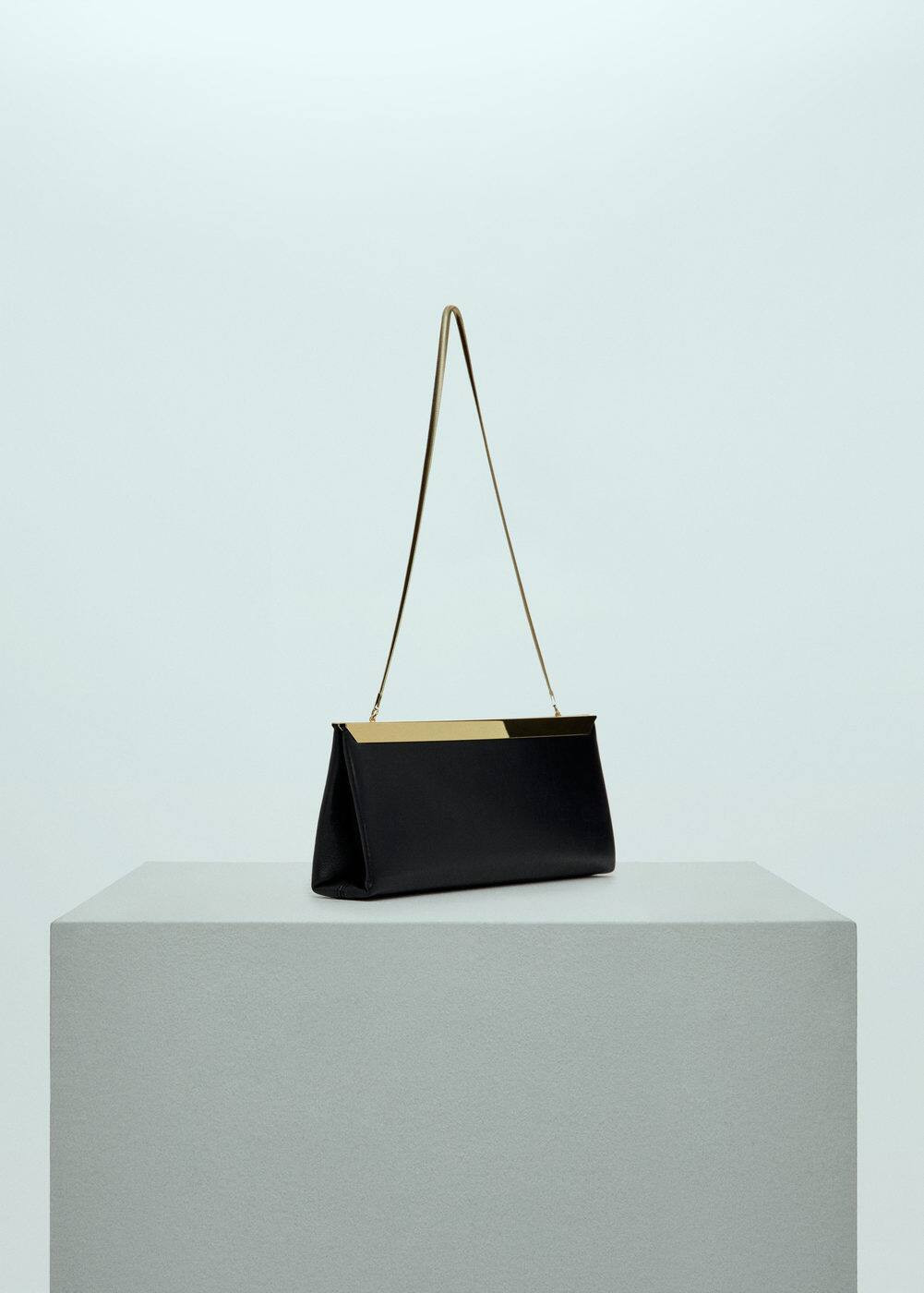 Leather clutch bag with metal chain -  Women | Mango USA | MANGO (US)