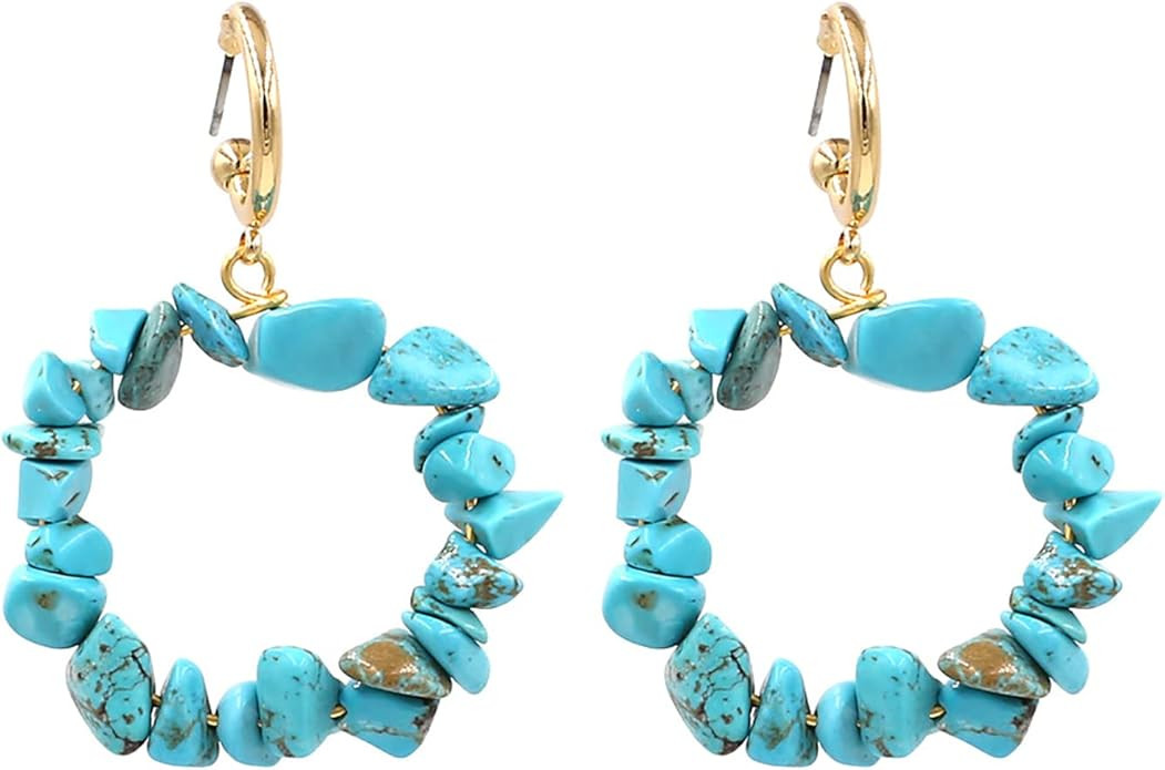 14K Gold Plated Turquoise Earrings for Women Handmade Turquoise Dangle Drop Earrings Turquoise Je... | Amazon (US)