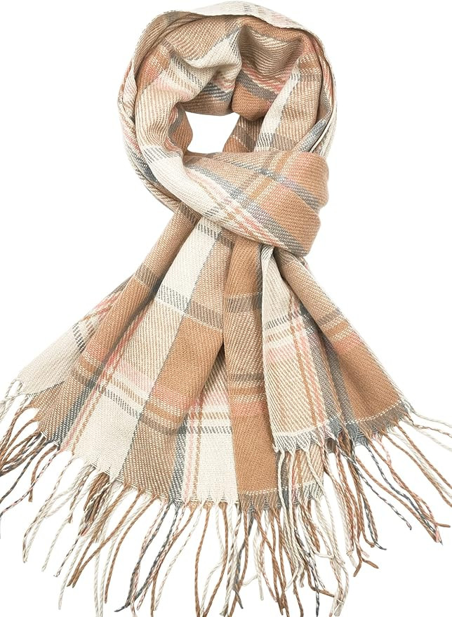 Woogwin Winter Warm Plaid Scarfs for Women Long Blanket Scarf Big Grid Shawl Wrap | Amazon (US)