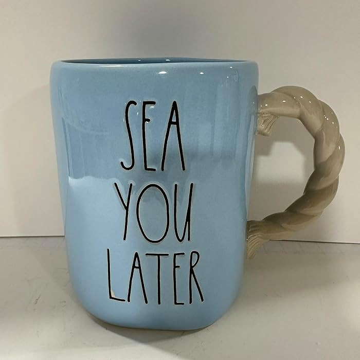 Rae Dunn SEA YOU LATER mug - BLUE - Ceramic | Amazon (US)