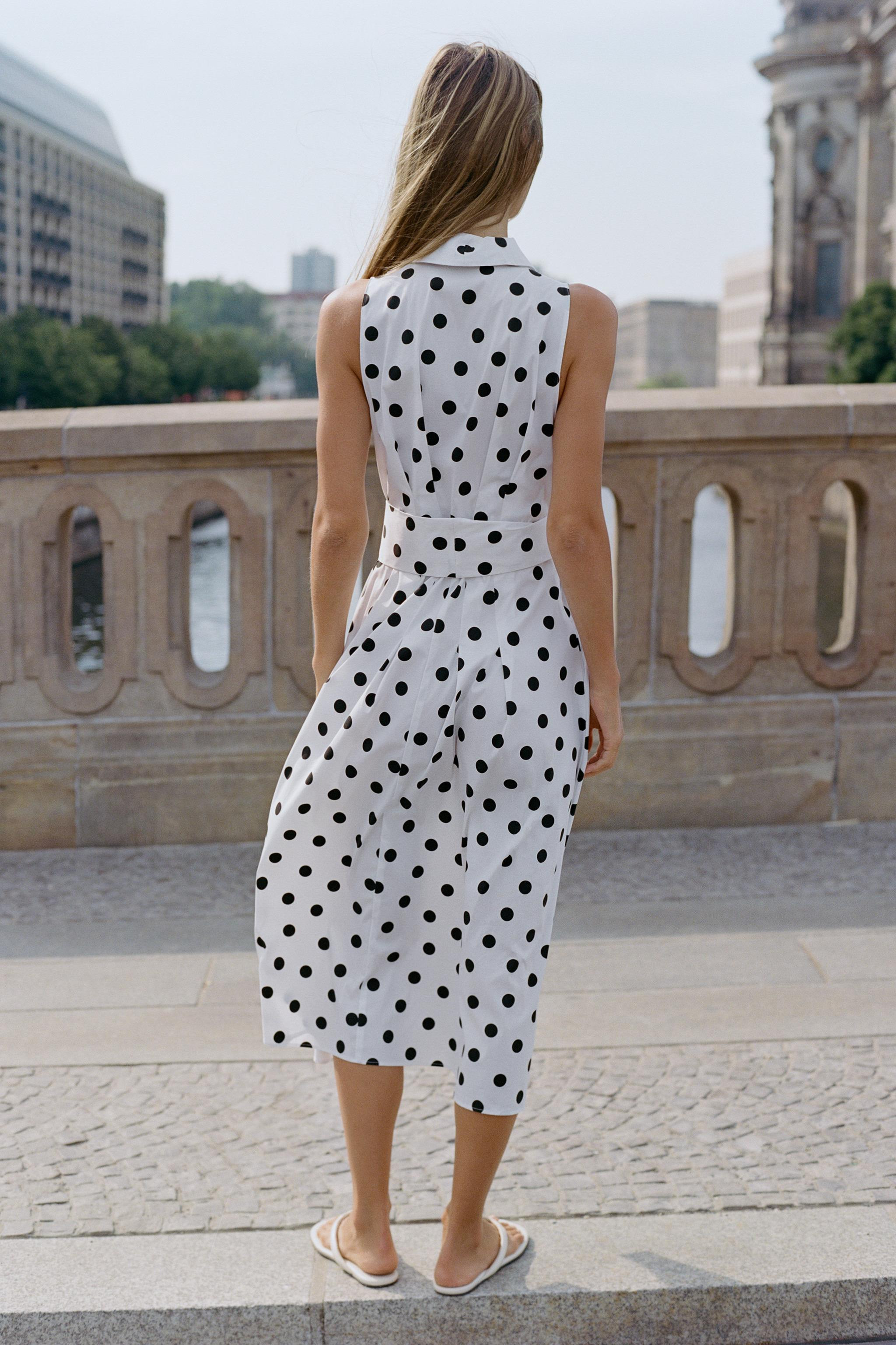 POLKA DOT POPLIN MIDI DRESS | Zara US