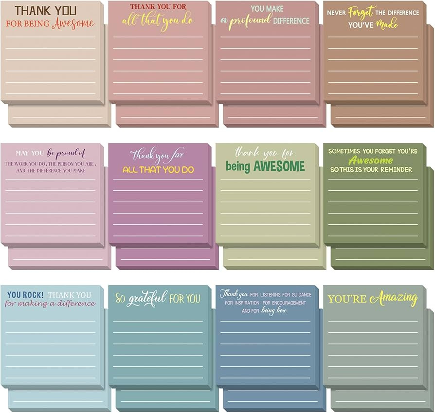 Yinder 24 Pcs Employee Appreciation Sticky Notes Thank You Gifts Bulk Note Pads Gift Mini Pocket ... | Amazon (US)