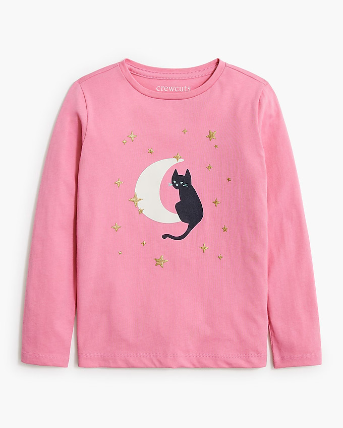 Girls' long-sleeve midnight cat graphic tee | J.Crew Factory