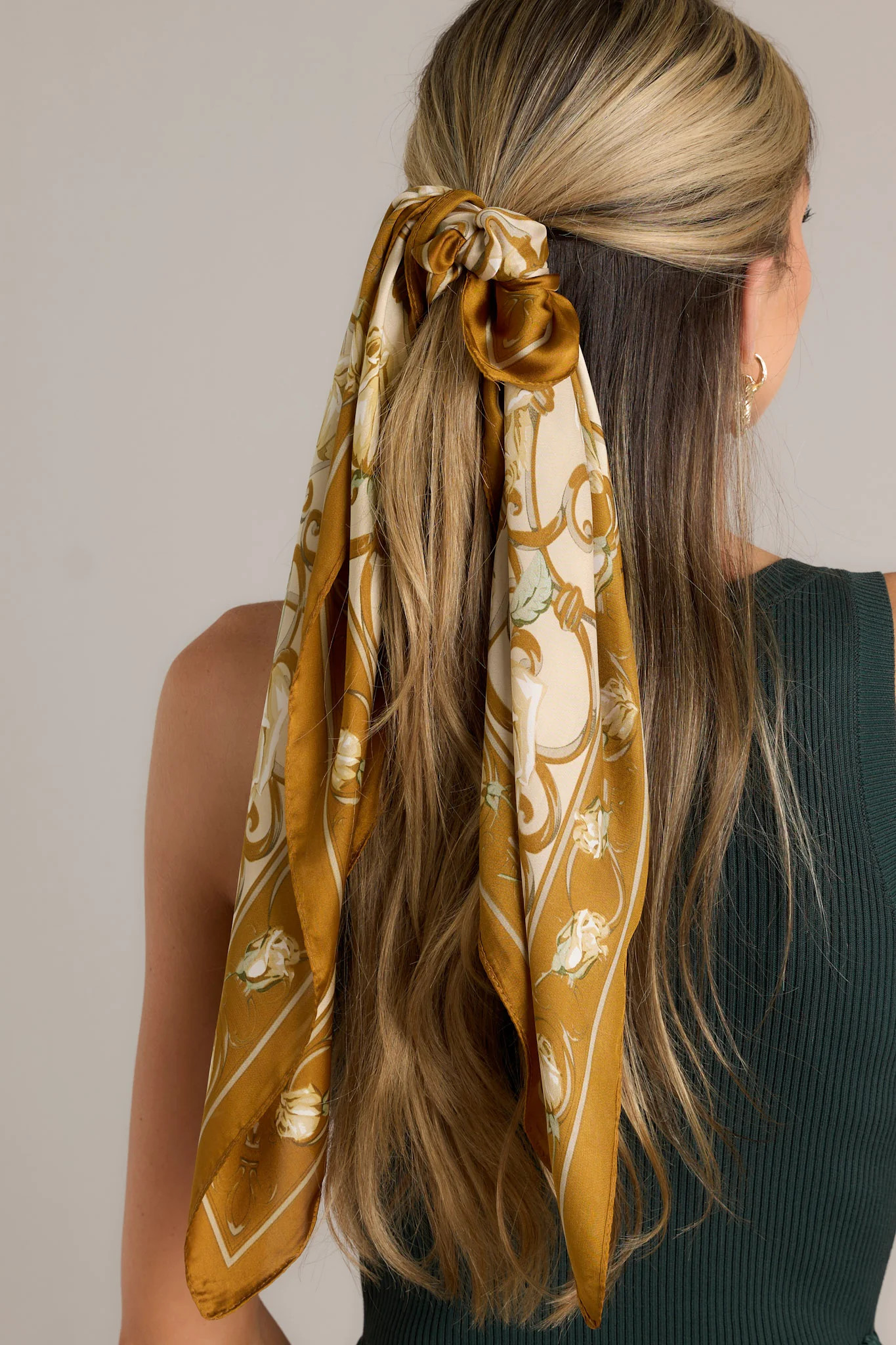 Lonely Heart Khaki Multi Print Scarf | Red Dress