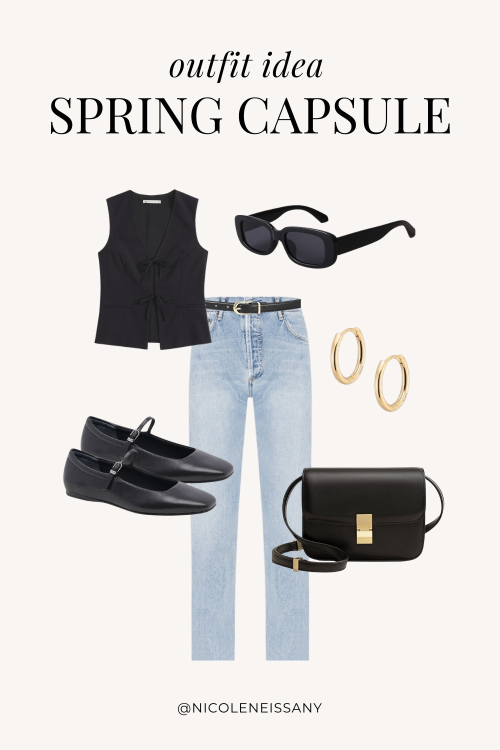 Casual spring outfit idea featuring my 2025 Spring Capsule Wardrobe staples | casual spring outfit, spring brunch outfit, spring date night outfit, spring date outfit, elevated casual spring outfit, spring outfits, spring shoes, 2025 spring trends, 2025 spring fashion trends, neutral capsule wardrobe, minimalist capsule wardrobe | tie front vest, spring vest, spring tops, light wash denim, light wash jeans, spring denim, spring jeans, ballet flats, spring shoes, gold hoop earrings 

 #LTKSpring #LTKPetite #LTKTravel #LTKSaleAlert #LTKShoeCrush #LTKWorkwear #LTKFindsUnder100 #LTKStyleTip #LTKFindsUnder50 #LTKSeasonal
