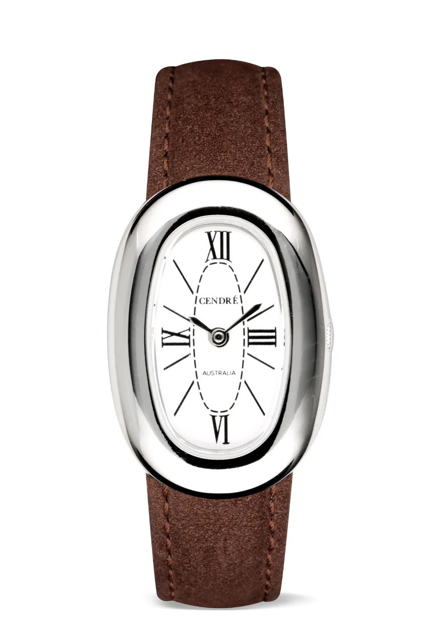Bridgette Watch | Silver | Chocolate Suede | Cendre