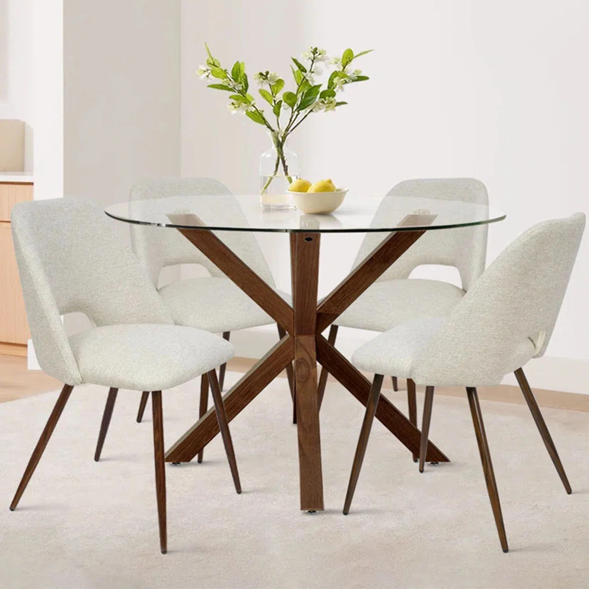 Aunnika 5-Piece 40 Inch Round Glass Dining Table Sets | Wayfair North America