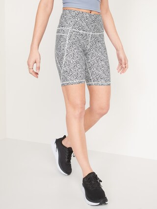 High-Waisted PowerSoft Side-Pocket Biker Shorts for Women -- 8-inch inseam | Old Navy (US)