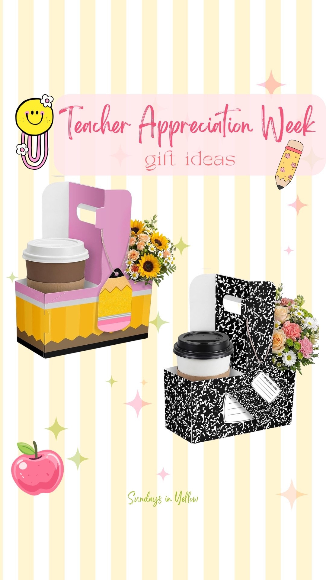 Teacher Appreciation Week ideas. Fill with their favorite drink on one side and flowers, a gift card, or a sweet treat on the other side 

#LTKKids #LTKmomlife