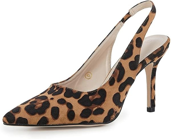 Womens Slingback High Heels Pointed Toe Slip On Dress Shoes | Amazon (US)