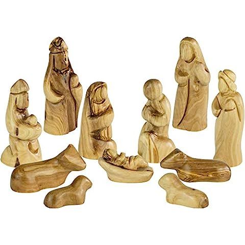 Holy Land Market Olive Wood Miniature Set with Stable 12 Pieces (Plain Roof Stable) | Amazon (US)