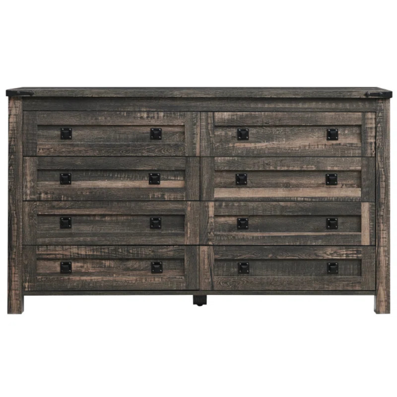 Adarra Farmhouse 8 - Drawers Double Dresser Organizer, Wood Rustic Wide Chest of Drawers | Wayfair North America