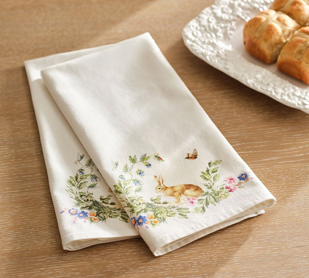 Botanical Bunny Cotton Tea Towels - Set of 2 | Pottery Barn (US)