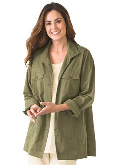 Woman Within Women's  Plus Size Sport Twill Utility Jacket  - 5X, Olive Green | Walmart (US)