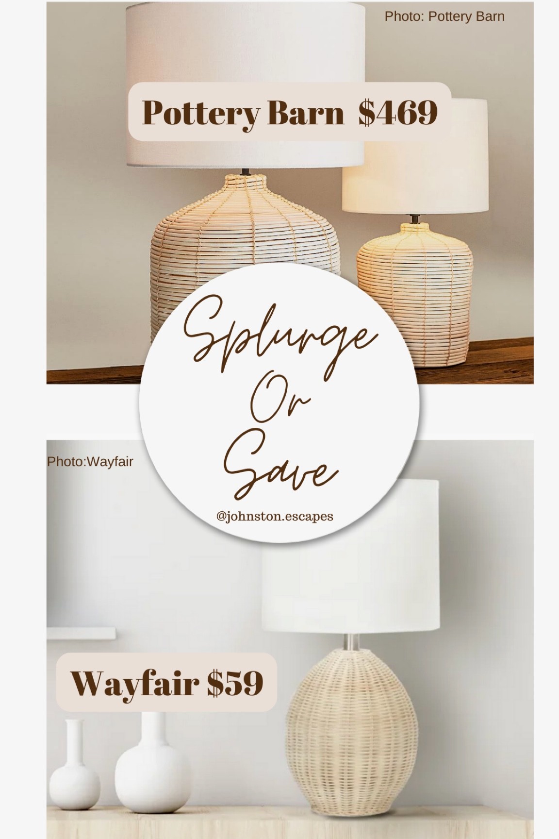 Splurge or Save! Pottery Barn Vs. Wayfair woven Rattan Light.  

#LTKhome #LTKCyberweek #LTKsalealert