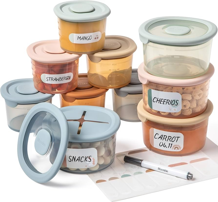 Moonkie Silicone Baby Food Containers | 8oz/4 oz Baby Food Storage Jars with Airtight Lids | Reus... | Amazon (US)