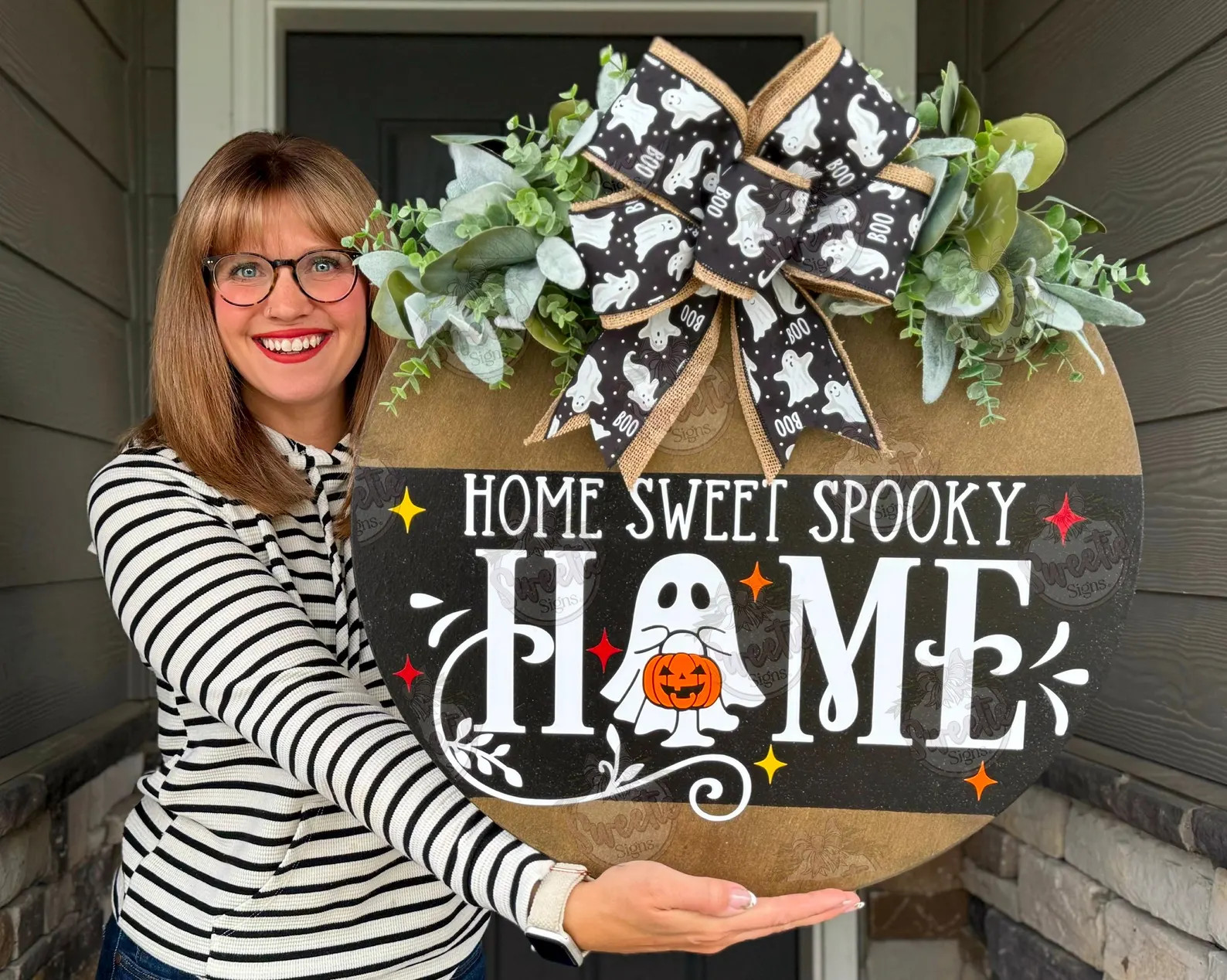 Halloween Front Door Decor | Home Sweet Spooky Home | Halloween Wreath | Halloween Sign | Hallowe... | Etsy (Global)