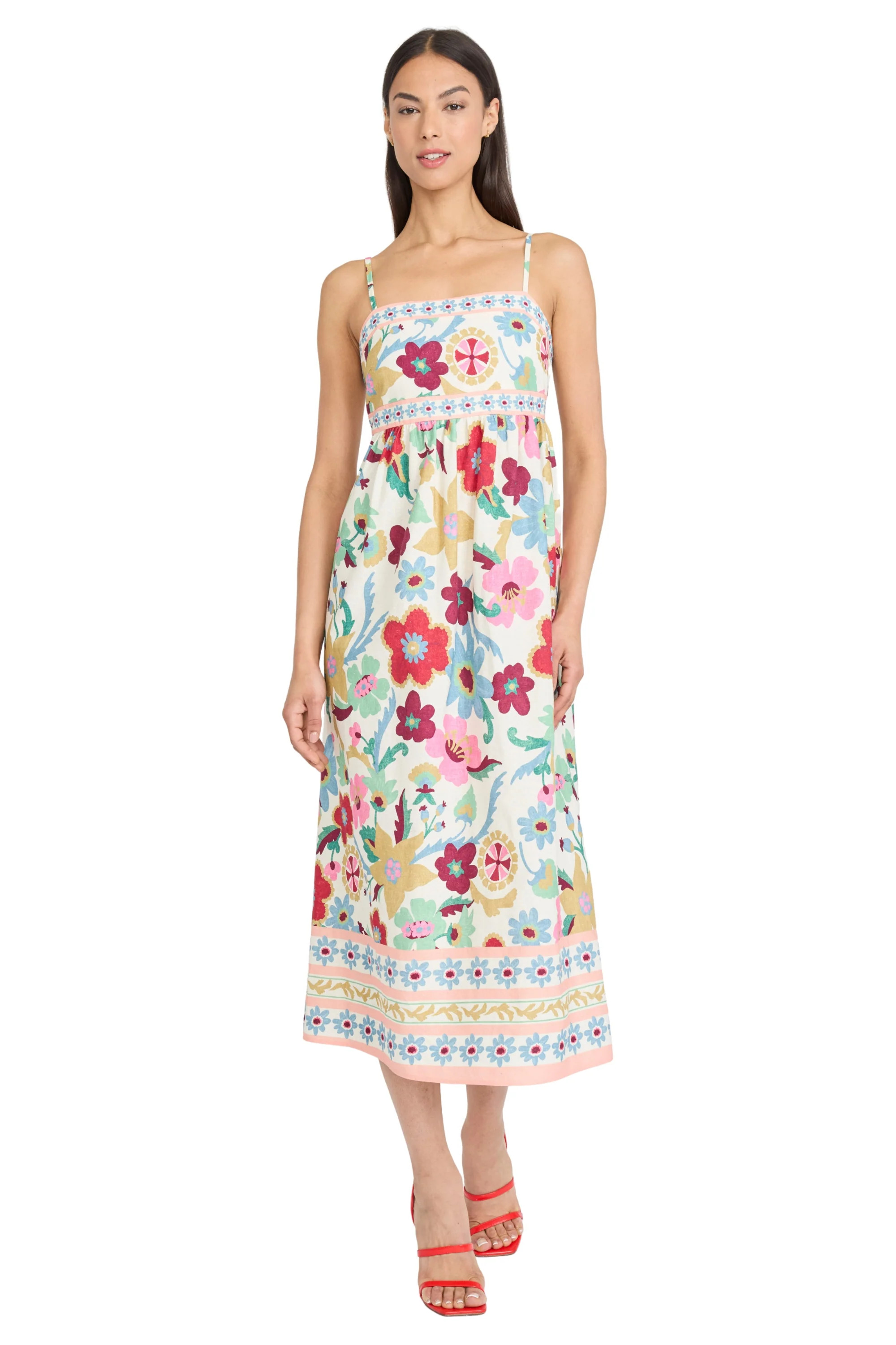 Lionel Linen Spaghetti Strap Midi A-Line Dress | Donna Morgan | Maggy London