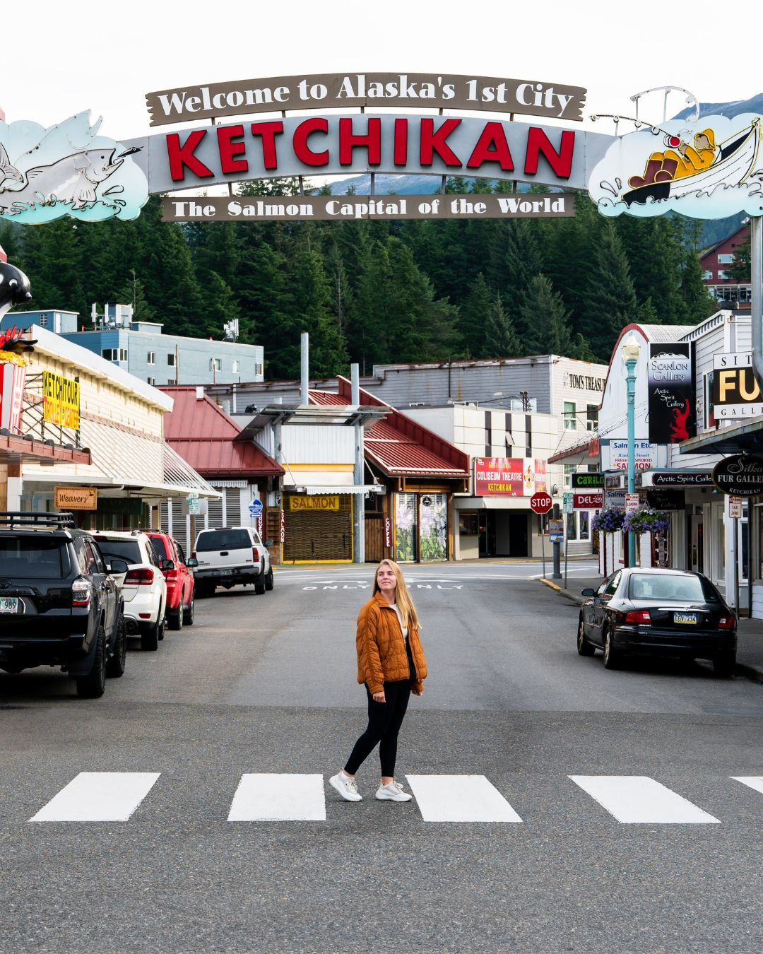 Exploring downtown Ketchikan, Alaska in one of my favorite fall jackets. This lightweight puffer is perfect for layering on cool mornings and easy to pack for any adventure! 

 #LTKTravel