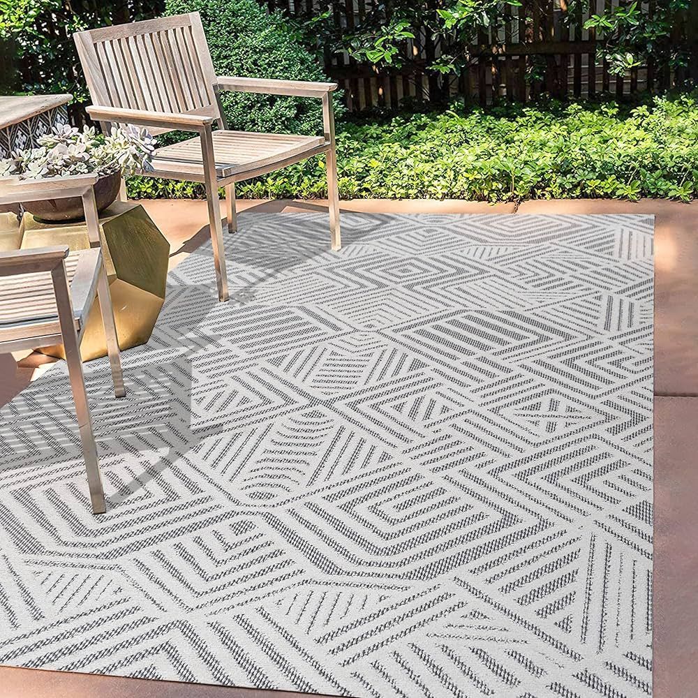 JONATHAN Y SBH103A-3 Jordan High-Low Pile Art Deco Geometric Indoor Outdoor Area-Rug Bohemian Con... | Amazon (US)