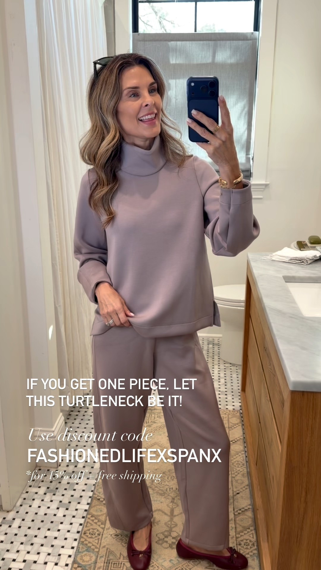 Spanx brand new Luxe AirEssential line has new thicker fabric with a structured fit and you keep the same butter soft, lightweight feel! 
I’m 5’6”
-Wrap cardigan in linen sz XS
-Barrel pant sz XS reg length (3 lengths available) 
-Boxy fit crew neck sz Small
-Luxe turtleneck sz Small
-Booty boost full length (no front seam) leggings sz Small. 

@spanx #spanxpartner 

#LTKActive #LTKHoliday #LTKOver40