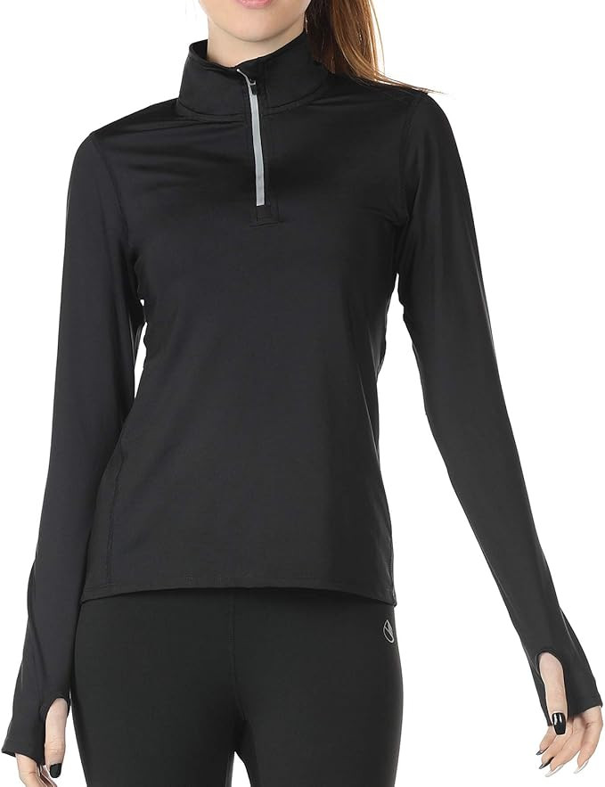 icyzone Workout Long Sleeve Shirts for Women - Yoga Running Tops Quarter Zip Pullover Exercise T-... | Amazon (US)