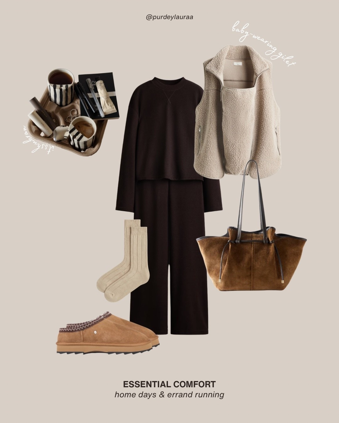 Mum outfits, comfy outfit, cosy at home outfit, chocolate brown, baby wearing, H&M, Emu Australia, Mint Velvet, mum style

#LTKuk #LTKwinter #LTKautumn