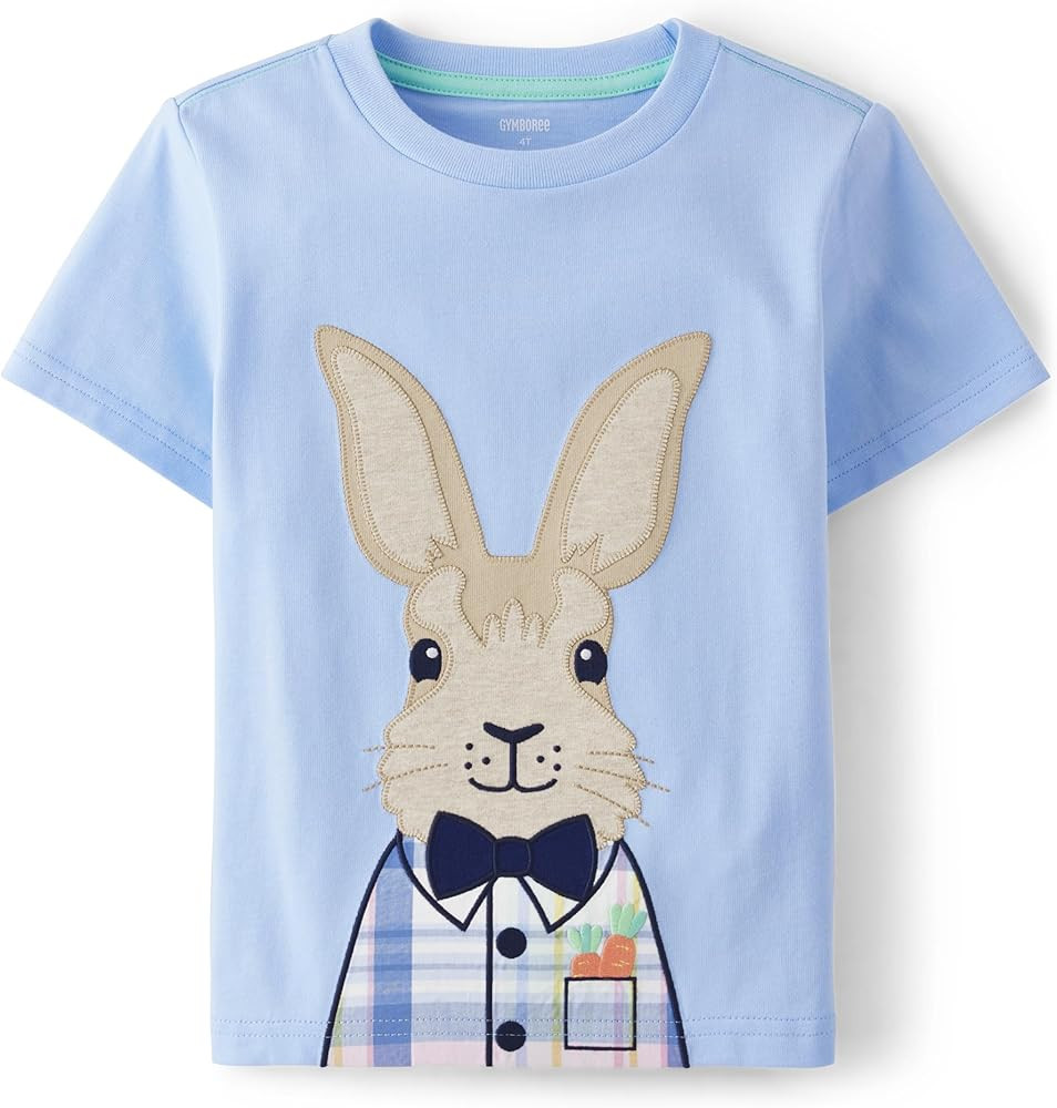 Gymboree,and Toddler Embroidered Graphic Short Sleeve T-Shirts,Bunny Bow Tie,5T | Amazon (US)