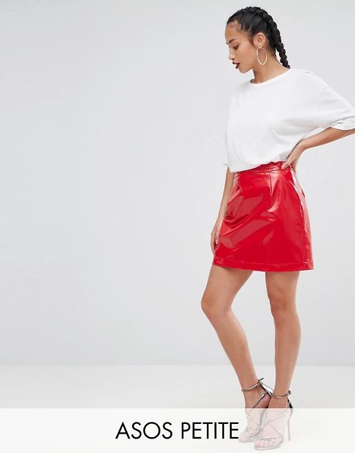 ASOS PETITE Vinyl A Line Mini Skirt | ASOS US