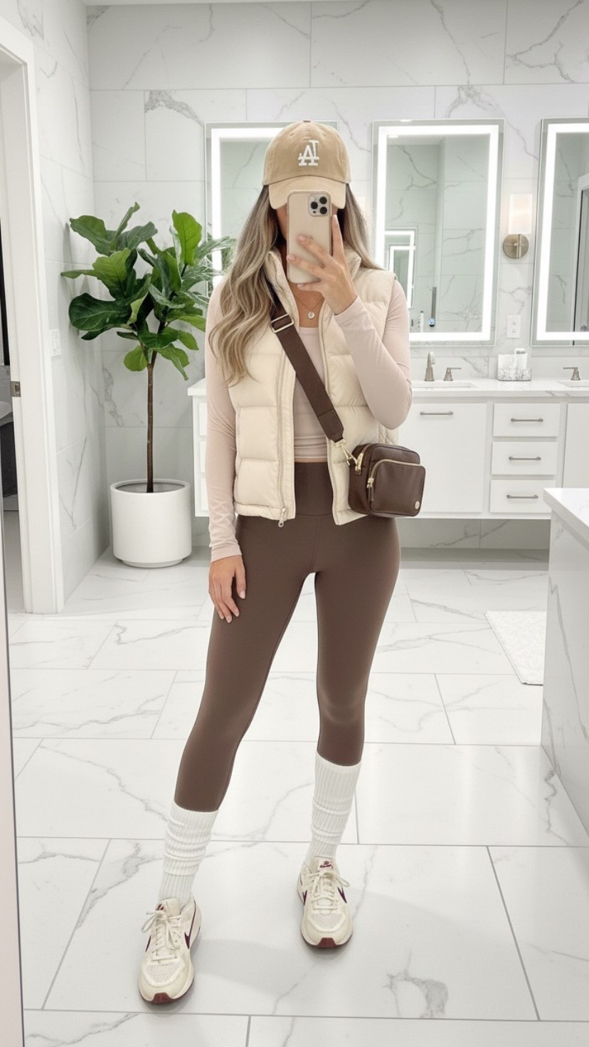 







Chocolate brown outfit, Neutral athleisure outfit, fall athleisure look, clean girl outfit, model off-duty style, everyday casual outfit, comfy chic athleisure, beige and brown outfit, minimalist athleisure look, elevated basics outfit, capsule wardrobe neutral, clean girl aesthetic, model off-duty, quiet luxury casual, minimal luxe, pilates princess, soft sporty, neutral core, modern minimal, scandi inspired, effortless chic, athleisure, casual outfits, fall fashion, neutral outfits, weekend wear, errands outfit, travel outfit, layered look, street style, ootd, pickup outfit, drop off outfit, momiform, outfit of the day, brown leggings, crew socks, millennium style, cream puffer vest, layered winter style, cream long sleeve top, brown crossbody bag purse, snow bunny outfit#LTKFindsUnder100

#LTKActive #LTKootd