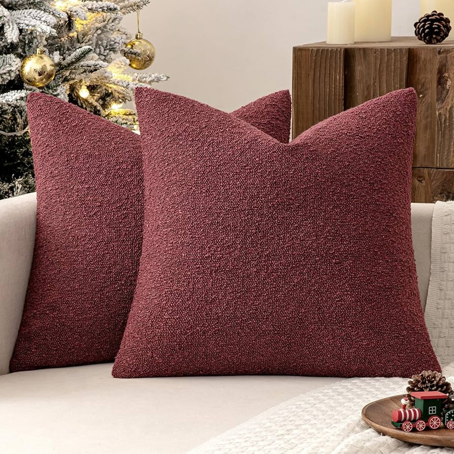 MIULEE 20x20 Inch Christmas Decorative Pillow Covers for Couch Bed Set of 2 Textured Boucle Neutr... | Amazon (US)