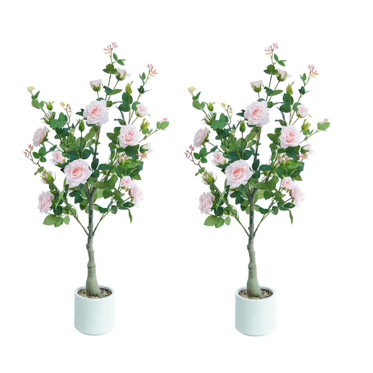 Lifelike UV Resistant Artificial Rose Tree - 120cm Faux Plant with Silk Flowers, White Pot, Reali... | Wayfair North America