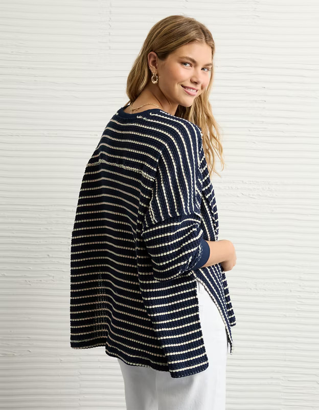 AE Big Hug Crew Neck Waffle Sweatshirt | American Eagle Outfitters (US & CA)